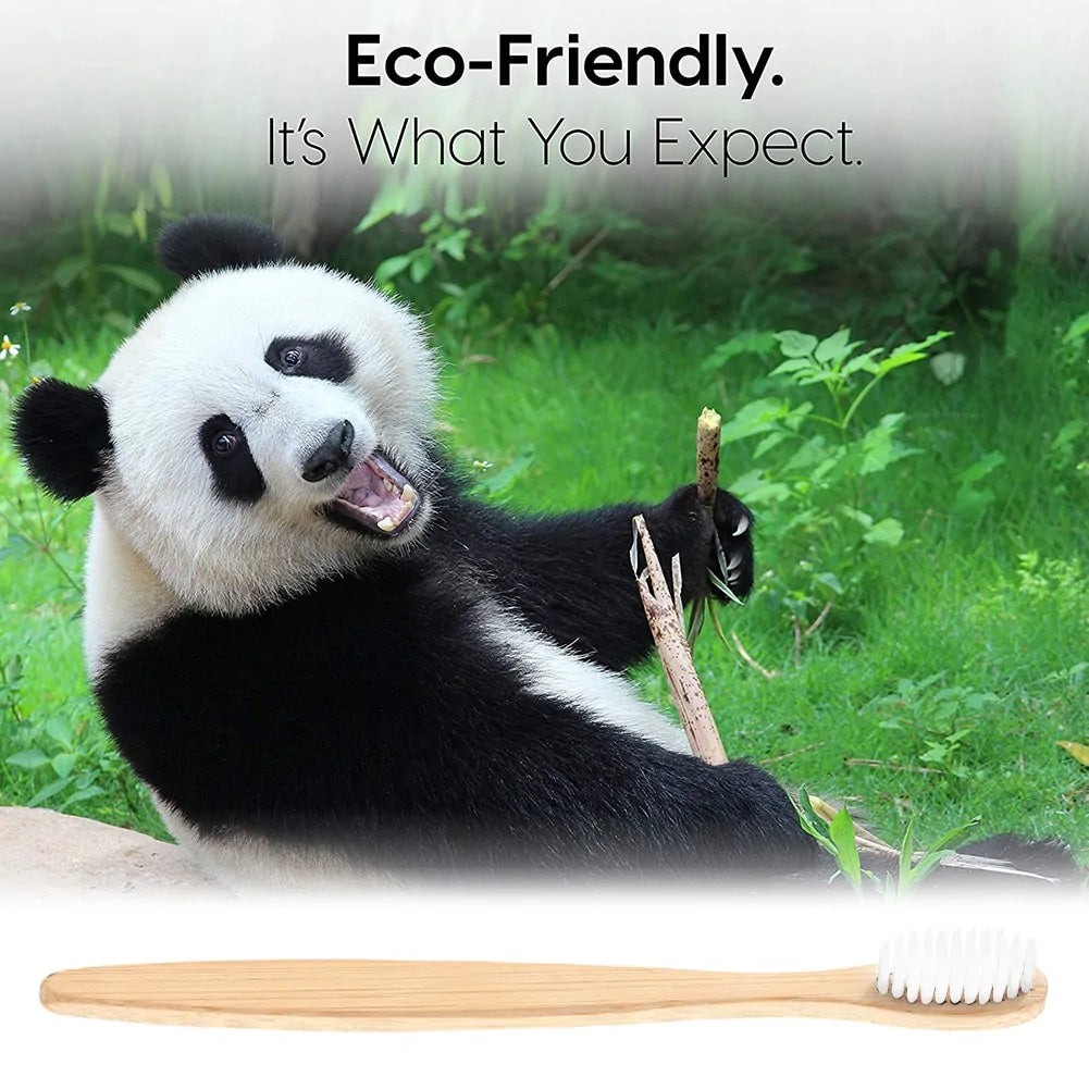 Natural Bamboo Toothbrush Flat Bamboo Handle Soft Bristle Toothbrush