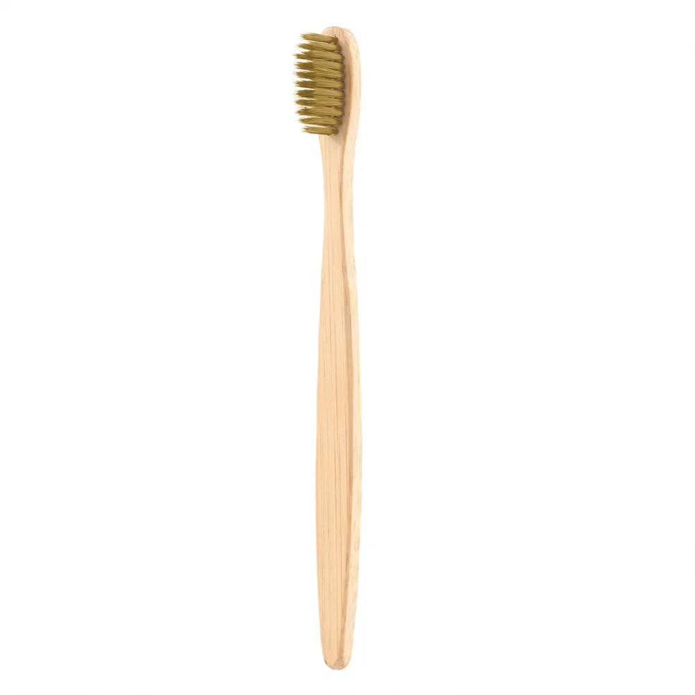 Natural Bamboo Toothbrush Flat Bamboo Handle Soft Bristle Toothbrush