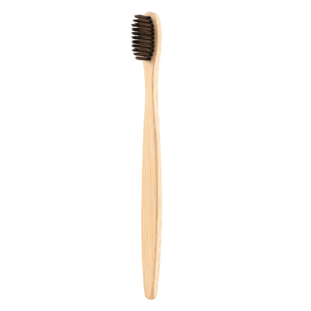 Natural Bamboo Toothbrush Flat Bamboo Handle Soft Bristle Toothbrush